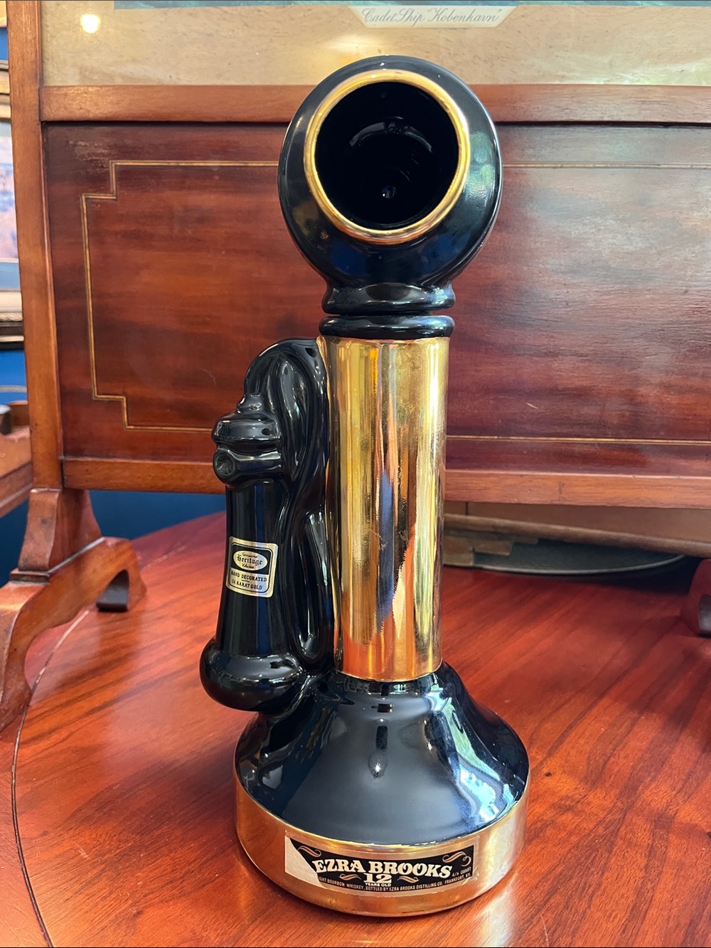 Vintage 1971 Ezra Brooks candlestick telephone bourbon whiskey decanter